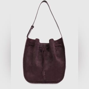 REBECCA MINKOFF Nanine Suede Studded Drawstring Shoulder Bag in Currant